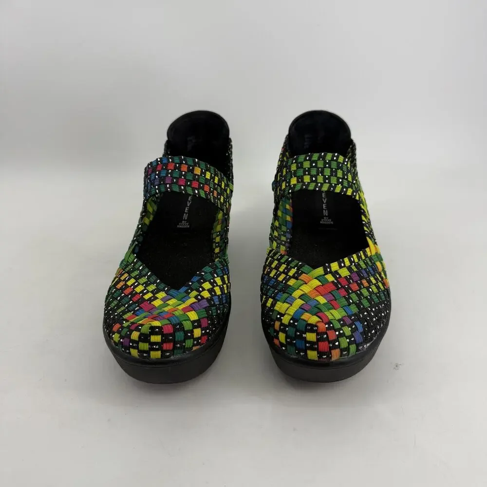 Steven By Steve Madden Brice Shoes Womens 8 Multicolor Woven Mary Jane Wedge